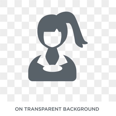 At kuyruğu ikonlu kadın kafası. Bayanların koleksiyonundan şeffaf arkaplanda at kuyruğu ikonu olan modaya uygun düz vektör kadın başı. Yüksek kalitede at kuyruklu kadın kafası ağ için kullanılır.