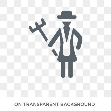 Kadın çiftçi ikonu. Bayanlar koleksiyonundan şeffaf arkaplan üzerinde moda düz vektör kadın çiftçi ikonu. Ağ ve mobil için yüksek kaliteli kadın çiftçi sembolü kullanımı