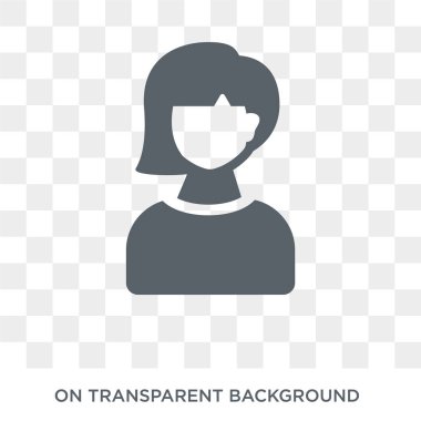 Kadın Yüzü ikonu. Bayanlar koleksiyonundan şeffaf arkaplanda modaya uygun düz vektör kadın yüzü simgesi. Web ve mobil için yüksek kalite doldurulmuş Kadın Yüzü sembolü kullanımı