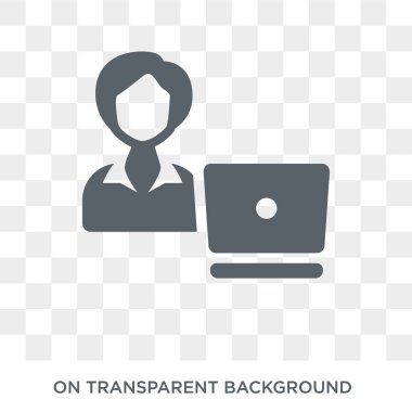 Woman Device User icon. Trendy flat vector Woman Device User icon on transparent background from Ladies collection. High quality filled Woman Device User symbol use for web and mobile