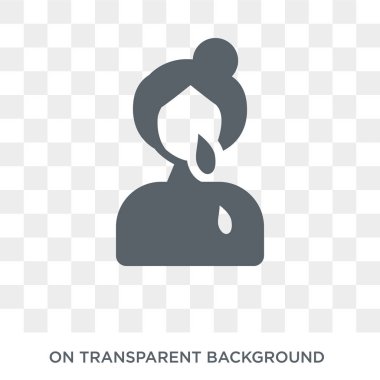 Ağlayan Kadın ikonu. Kadın Koleksiyonu 'nun şeffaf arka planında ağlayan moda düz vektör kadın ikonu. Yüksek kalitede doldurulmuş Kadın Ağlama Sembolü Ağ ve Cep Telefonu