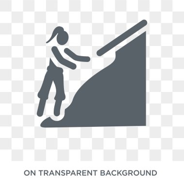 Kadın tırmanışı simgesi. Trendy düz vektör simgesine kadın tırmanma bayanlar koleksiyonundan şeffaf arka plan. Yüksek kaliteli kadın tırmanma simge kullanımı web ve mobil için dolu