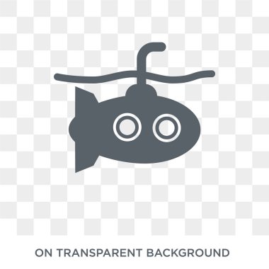 Denizaltı simgesi. Denizaltı tasarım konsepti ordu koleksiyonundan. Basit öğe vektör çizim şeffaf arka plan üzerinde.