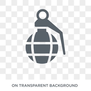 El bombası simgesi. Ordu koleksiyonundan el bombası tasarım konsepti. Saydam arka planda basit eleman vektör çizimi.