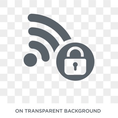 WiFi güvenlik simgesi. Internet güvenlik ve ağ koleksiyonundan şeffaf arka plan trendy düz vektör Wifi güvenlik simgesi. Yüksek kaliteli web ve mobil için Wifi güvenlik sembolü kullanın dolu