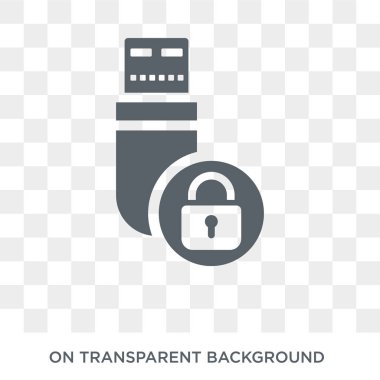 Pendrive güvenlik simgesi. Internet güvenlik ve ağ koleksiyonundan şeffaf arka plan trendy düz vektör Pendrive güvenlik simgesi. Yüksek kaliteli Pendrive güvenlik simge kullanımı web için dolu