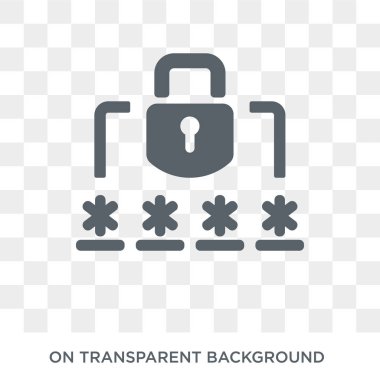 Parola simgesini. Trendy düz vektör Internet güvenlik ve ağ koleksiyonu şeffaf arka plan üstünde kutsal kişilerin resmi parola. Parola simge kullanımı web ve mobil için yüksek kaliteli dolu