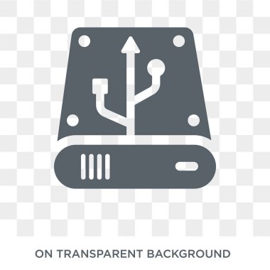 Sabit sürücü simgesi. Internet güvenlik ve ağ koleksiyonu şeffaf arka plan trendy düz vektör sabit sürücü simgesi. Sabit disk simge kullanımı web ve mobil için yüksek kaliteli dolu