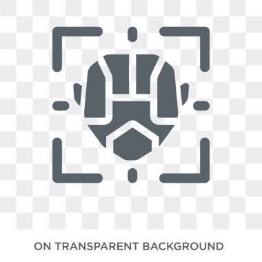 Yüz tanıma simgesi. Trendy düz vektör Internet güvenlik ve ağ koleksiyonu şeffaf arka plan üstünde kutsal kişilerin resmi yüz tanıma. Yüz tanıma simge kullanımı için yüksek kaliteli dolu