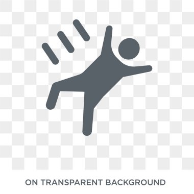 Düşen simgesi. Trendy düz vektör sigorta koleksiyonundan şeffaf arka plan üstünde kutsal kişilerin resmi düşüyor. Yüksek kalite düşüyor simge kullanımı web ve mobil için dolu