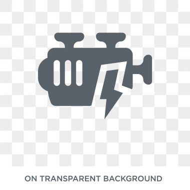 Motor sorunları simgesi. Trendy düz vektör motor sorunları üstünde kutsal kişilerin resmi sigorta koleksiyonundan şeffaf arka plan. Yüksek kaliteli motor sorunları simge kullanımı web ve mobil için dolu