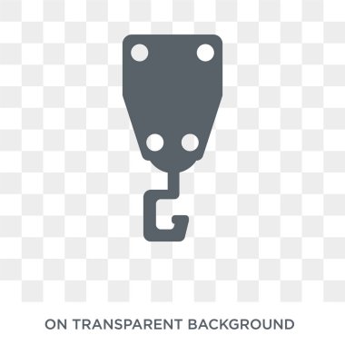 Kanca vinç simgesi. Vinç tasarım konsepti sanayi koleksiyonundan kanca. Basit öğe vektör çizim şeffaf arka plan üzerinde.