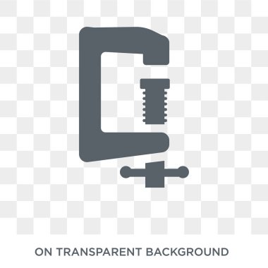 Kelepçe simgesi. Tasarım konsepti sanayi koleksiyonundan kelepçe. Basit öğe vektör çizim şeffaf arka plan üzerinde.