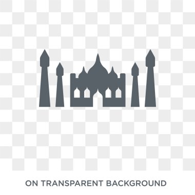 Taj mahal simgesi. Hindistan koleksiyonundan şeffaf arka plan trendy düz vektör Taj mahal simgesi. Taj mahal simge kullanımı web ve mobil için yüksek kaliteli dolu