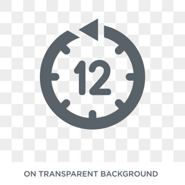 12 saat simgesi. 12 saat saat managemnet koleksiyonundan kavram tasarlayın. Basit öğe vektör çizim şeffaf arka plan üzerinde.