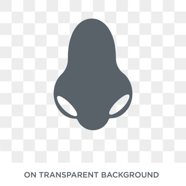 Burun simgesi. Trendy düz vektör insan vücut parçaları koleksiyonundan şeffaf arka plan üstünde kutsal kişilerin resmi burun. Burun simge kullanımı web ve mobil için yüksek kaliteli dolu