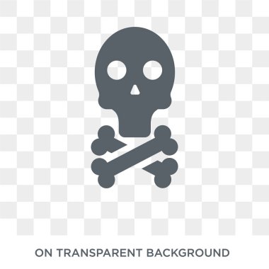 İnsan kafatası ile çapraz kemikler simgesi. Trendy düz vektör kafatası çapraz kemikler kutsal kişilerin resmi üstünde insan vücut parçaları koleksiyonundan şeffaf arka plan ile. Yüksek kaliteli dolu insan kafatası ile geçti