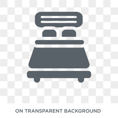 Çift Kişilik Yatak simgesi. Çift kişilik yatak tasarım konsepti Hotel Collection. Basit öğe vektör çizim şeffaf arka plan üzerinde.