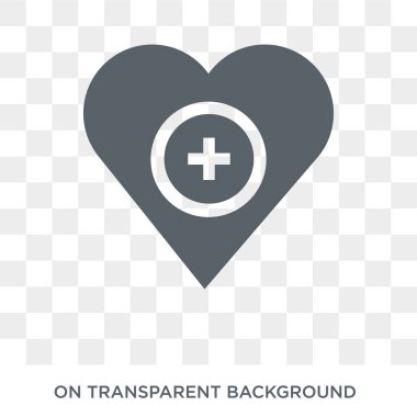 Kalp simgesi. Sağlık ve tıp koleksiyonundan şeffaf arka plan trendy düz vektör kalp simgesi. Kalp simge kullanımı web ve mobil için yüksek kaliteli dolu