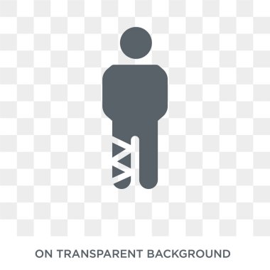 Kırık bacak simgesi. Sağlık ve tıp koleksiyonundan şeffaf arka plan trendy düz vektör kırık bacak simgesi. Kırık bacak simge kullanımı web ve mobil için yüksek kaliteli dolu