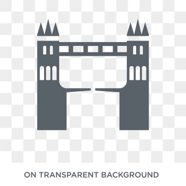 Tower bridge simgesini. Trendy düz vektör Tower bridge simgesini mimarisi ve seyahat koleksiyonundan şeffaf arka plan üzerinde. Tower Köprüsü simge kullanımı web ve mobil için yüksek kaliteli dolu