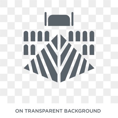 Louvre simgesi. Trendy düz vektör mimarisi ve seyahat koleksiyonundan şeffaf arka plan üstünde kutsal kişilerin resmi Louvre. Louvre simge kullanımı web ve mobil için yüksek kaliteli dolu