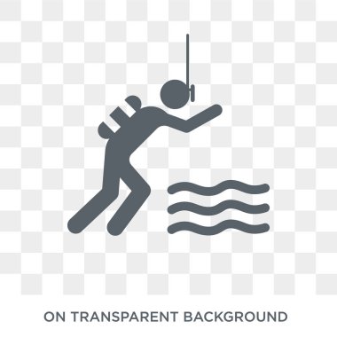 Dalış simgesi. Trendy düz vektör mimarisi ve seyahat koleksiyonundan şeffaf arka plan üstünde kutsal kişilerin resmi dalış. Dalış simge kullanımı web ve mobil için yüksek kaliteli dolu