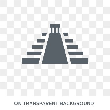 Chichen Itza simgesi. Mimari ve seyahat koleksiyonundan şeffaf arka plan trendy düz vektör Chichen Itza simgesi. Chichen Itza simge kullanımı web ve mobil için yüksek kaliteli dolu