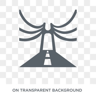 Bridge simgesini. Trendy düz vektör Bridge simgesini mimarisi ve seyahat koleksiyonundan şeffaf arka plan üzerinde. Yüksek kaliteli web ve mobil için köprü sembolü kullanın dolu