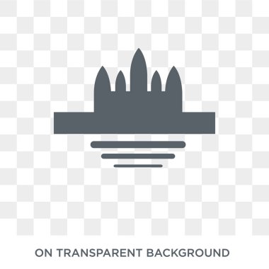 Angkor wat simgesi. Trendy düz vektör Angkor wat simgesi mimarisi ve seyahat koleksiyonundan şeffaf arka plan. Angkor wat simge kullanımı web ve mobil için yüksek kaliteli dolu