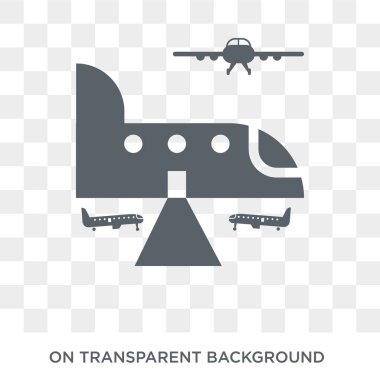 Airport simgesini. Trendy düz vektör mimarisi ve seyahat koleksiyonundan şeffaf arka plan üstünde kutsal kişilerin resmi Havaalanı. Havaalanı simge kullanımı web ve mobil için yüksek kaliteli dolu