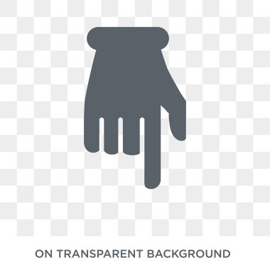 hand Pointing down icon. Trendy flat vector hand Pointing down icon on transparent background from Hands and guestures collection. High quality filled hand Pointing down symbol use for web and mobile