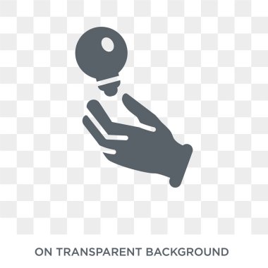 el tutan Ampul simgesi. Trendy düz vektör el Hands ve guestures koleksiyonundan şeffaf arka plan üzerinde Ampul simgesi tutan. Web için ampul sembolü kullanımı tutan yüksek kaliteli dolu el