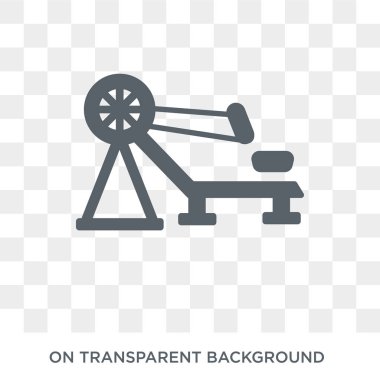 Kürek makine simgesi. Spor salonu ve fitness koleksiyonundan şeffaf arka plan trendy düz vektör kürek makine simgesi. Kürek makine simge kullanımı web ve mobil için yüksek kaliteli dolu