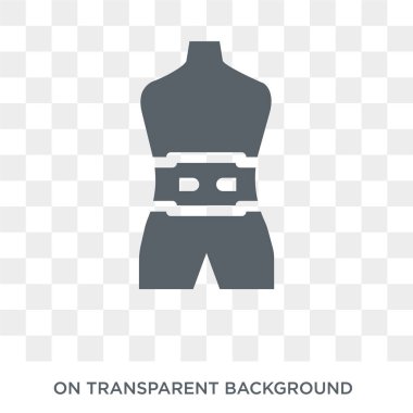 Bel kemeri simgesi. Spor salonu ve fitness koleksiyonundan şeffaf arka plan trendy düz vektör bel kemeri simgesi. Bel kemeri simge kullanımı web ve mobil için yüksek kaliteli dolu