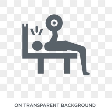 Bench press simgesi. Spor salonu ve fitness koleksiyonundan şeffaf arka plan trendy düz vektör Bench press simgesi. Yüksek kaliteli Bench press simge kullanımı için web ve mobil dolu