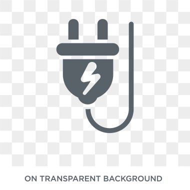 Elektrik fişi simgesi. Trendy düz vektör elektrik genel koleksiyonundan şeffaf arka plan üstünde kutsal kişilerin resmi takın. Yüksek kaliteli elektrik fişi simge kullanımı web ve mobil için dolu