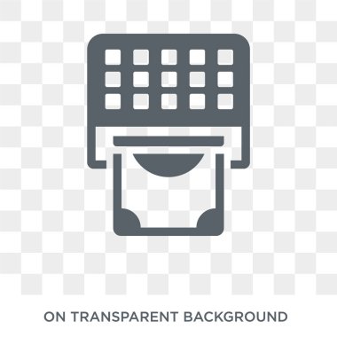 ATM nakit simgesi. Trendy düz vektör atm nakit simgesi genel koleksiyonundan şeffaf arka plan. Yüksek kaliteli dolu atm nakit simge kullanımı için web ve hareket eden