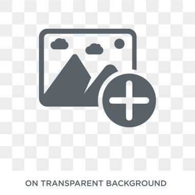 fotoğraf simgesini ekleyin. Trendy düz vektör şeffaf arka plan üzerinde genel koleksiyonundan fotoğraf simgesini ekleyin. Yüksek kaliteli dolu eklemek fotoğraf simge kullanımı için web ve hareket eden