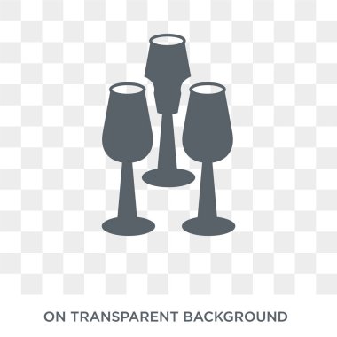 Cam simgesi. Cam tasarım konsepti mobilya ve ev koleksiyonu. Basit öğe vektör çizim şeffaf arka plan üzerinde.