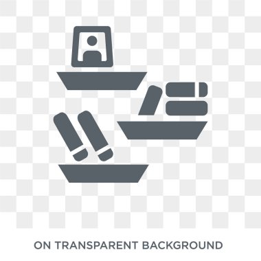 Duvar rafları simgesi. Duvar rafları tasarım, mobilya ve ev koleksiyonu. Basit öğe vektör çizim şeffaf arka plan üzerinde.