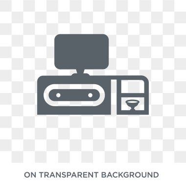 Tv masası simgesi. Mobilya ve ev koleksiyonundan tv masası tasarım konsepti. Saydam arka planda basit eleman vektör çizimi.