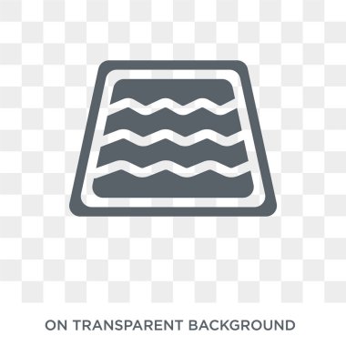 Yatak simgesi. Mobilya ve ev eşyaları koleksiyonundan yatak tasarımı konsepti. Şeffaf arkaplanda basit element vektör çizimi.