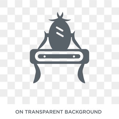 Tablo simgesini giydirme. Mobilya ve ev koleksiyonundan tuvalet masası tasarım konsepti. Saydam arka planda basit eleman vektör çizimi.