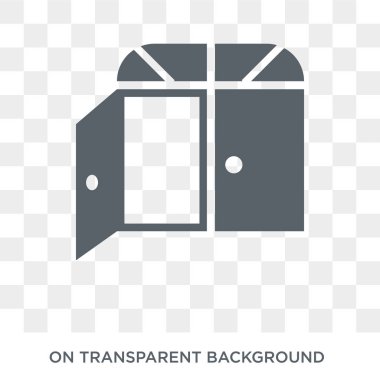 Çift kanatlı kapı simgesi. Çift kanatlı kapı tasarım konsepti mobilya ve ev koleksiyonu. Basit öğe vektör çizim şeffaf arka plan üzerinde.