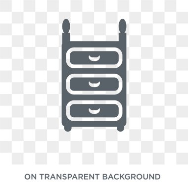 Kabine simgesi. Dolap tasarım konsepti mobilya ve ev koleksiyonu. Basit öğe vektör çizim şeffaf arka plan üzerinde.