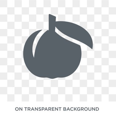 Şeftali simgesi. Meyve ve sebze koleksiyonundan şeftali tasarım konsepti. Basit öğe vektör çizim şeffaf arka plan üzerinde.