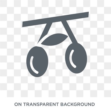 Zeytin simgesi. Meyve ve sebze koleksiyonundan zeytin tasarım konsepti. Saydam arka planda basit eleman vektör çizimi.