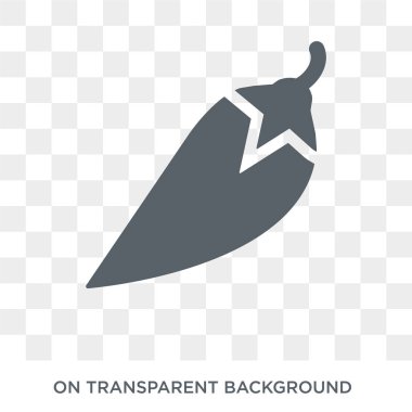 Chili simgesi. Meyve ve sebze koleksiyonundan Chili tasarım konsepti. Basit öğe vektör çizim şeffaf arka plan üzerinde.