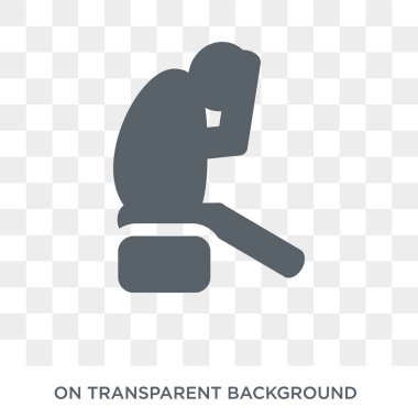 yalnız insan kutsal kişilerin resmi. Trendy düz vektör yalnız insan ikonuna duygular koleksiyonundan şeffaf arka plan. Yalnız insan simge kullanımı web ve mobil için yüksek kaliteli dolu